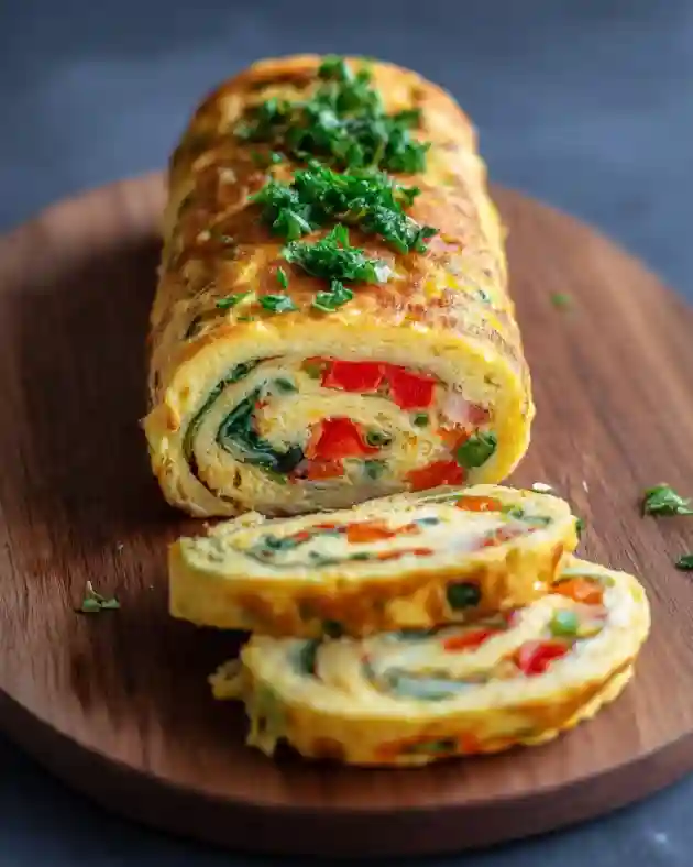 Veggie Omelette Roll Recipe