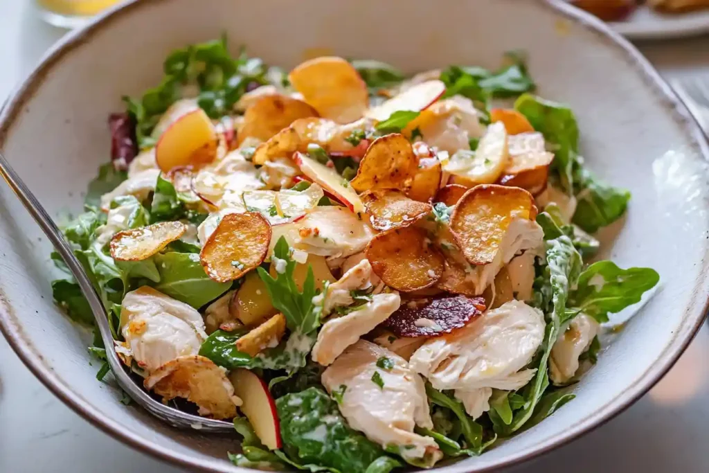 Chicken Salad with Apple Chips and Honey Dressing
