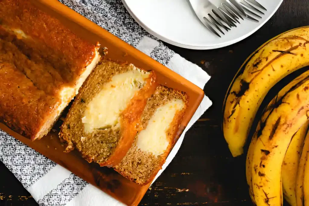 Cream Cheese Swirled Banana Zucchini Bread