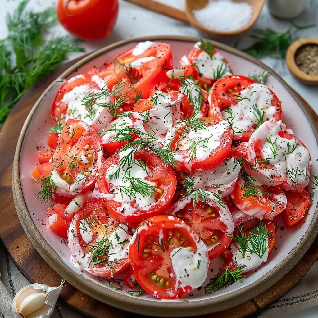 Tomato Salad with Sour Cream Dressing
