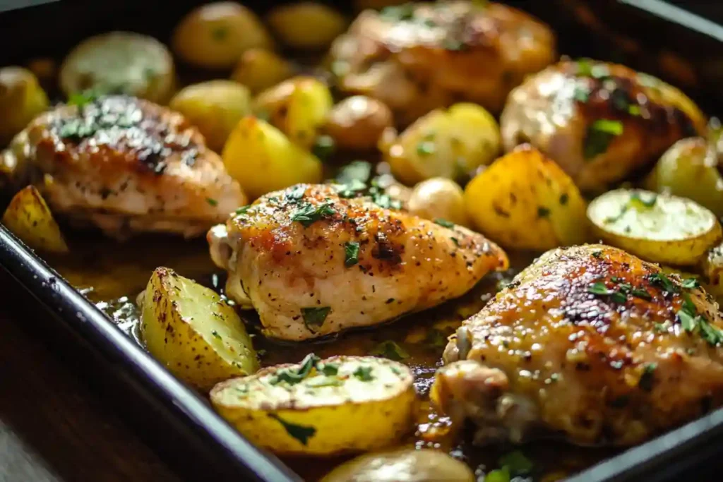 Chicken and Potatoes from the Baking Sheet