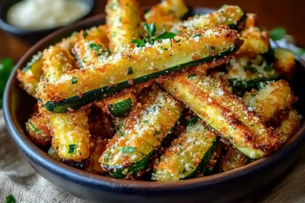 Crispy Parmesan Garlic Zucchini Fries