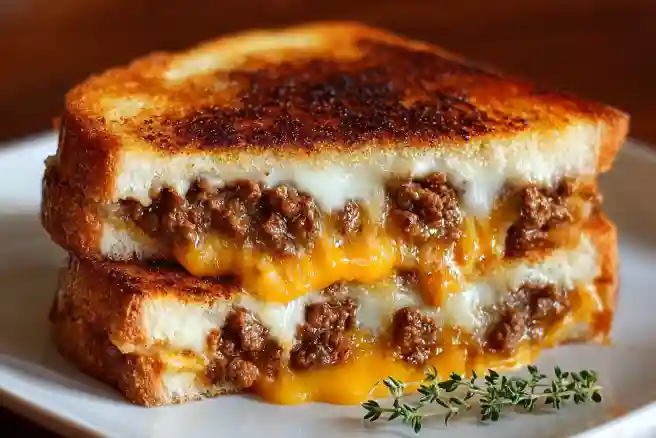 Ground Beef Grilled Cheese Sandwich