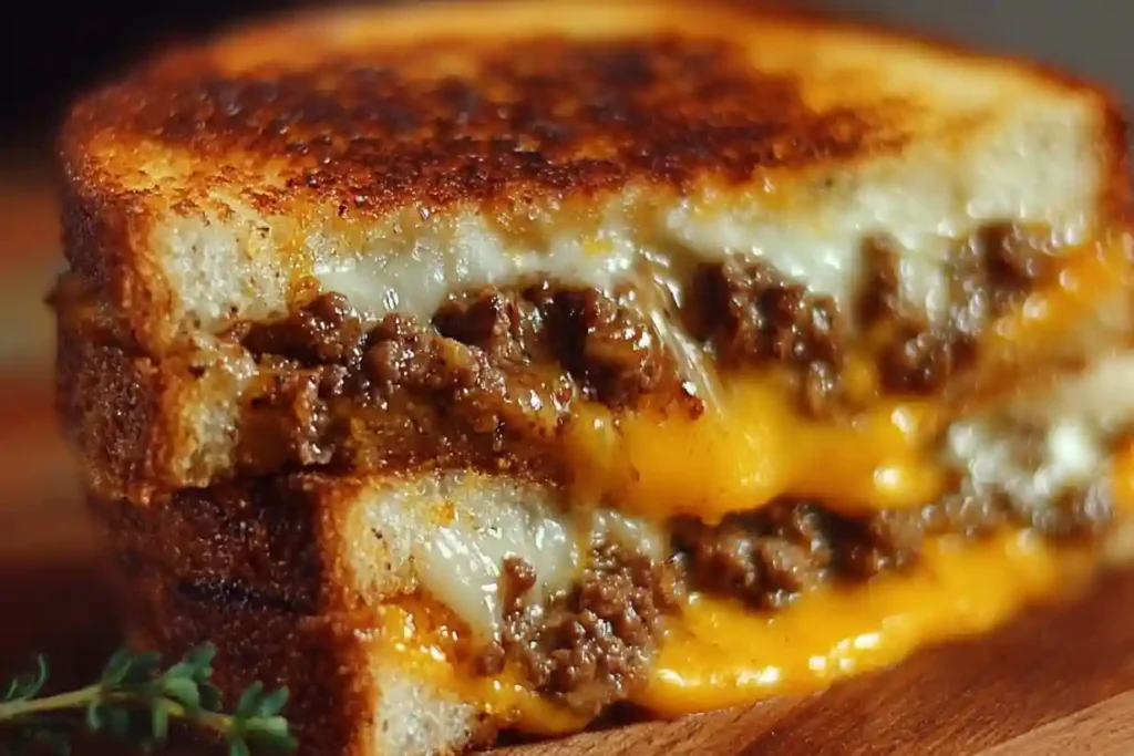 Ground Beef Grilled Cheese Sandwich