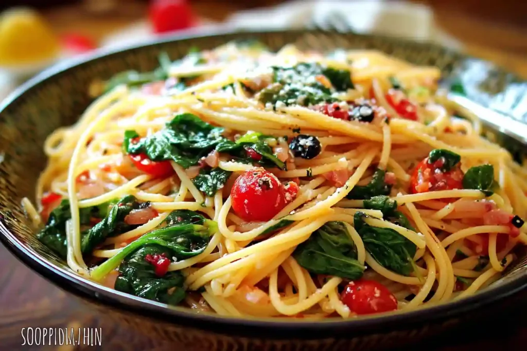 Italian Spaghetti Salad with Spinach