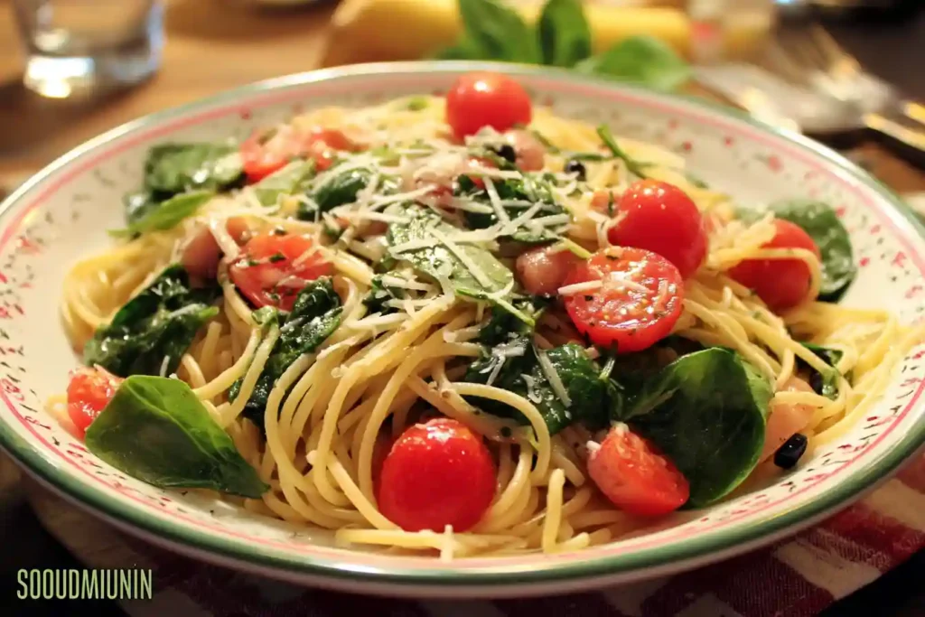 Italian Spaghetti Salad with Spinach