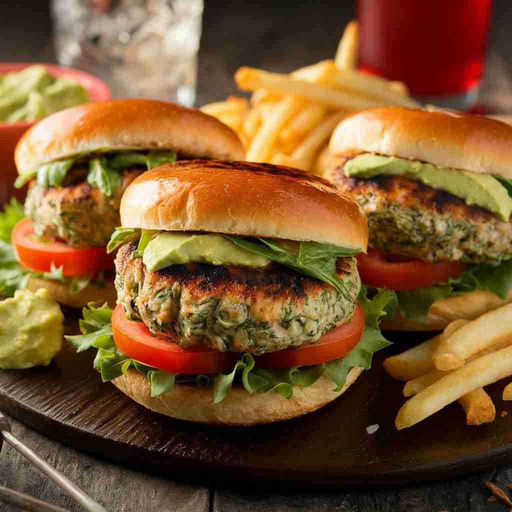Spinach and Cheddar Chicken Burgers