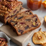 Moist and flavorful Christmas fruitcake made with dried fruits and spices.