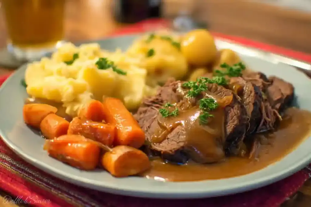 Beef Sauerbraten with Potatoes and Carrots
