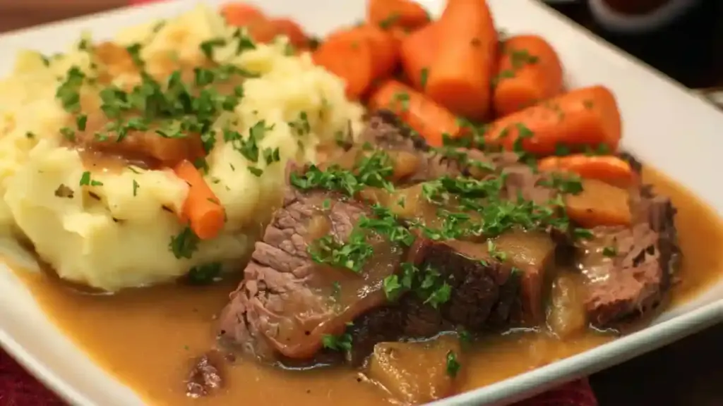 Beef Sauerbraten with Potatoes and Carrots