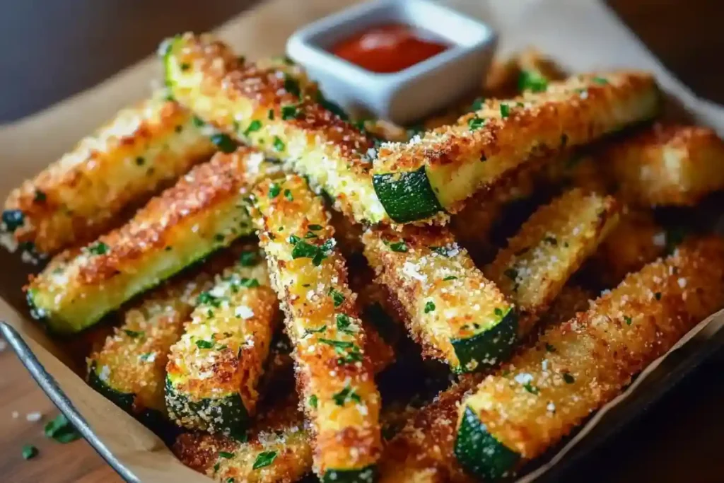 Crispy Parmesan Garlic Zucchini Fries