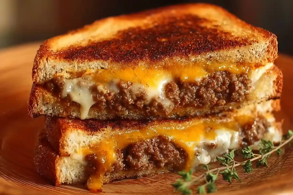 Ground Beef Grilled Cheese Sandwich