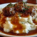 Ground Beef and Gravy Over Mashed Potatoes