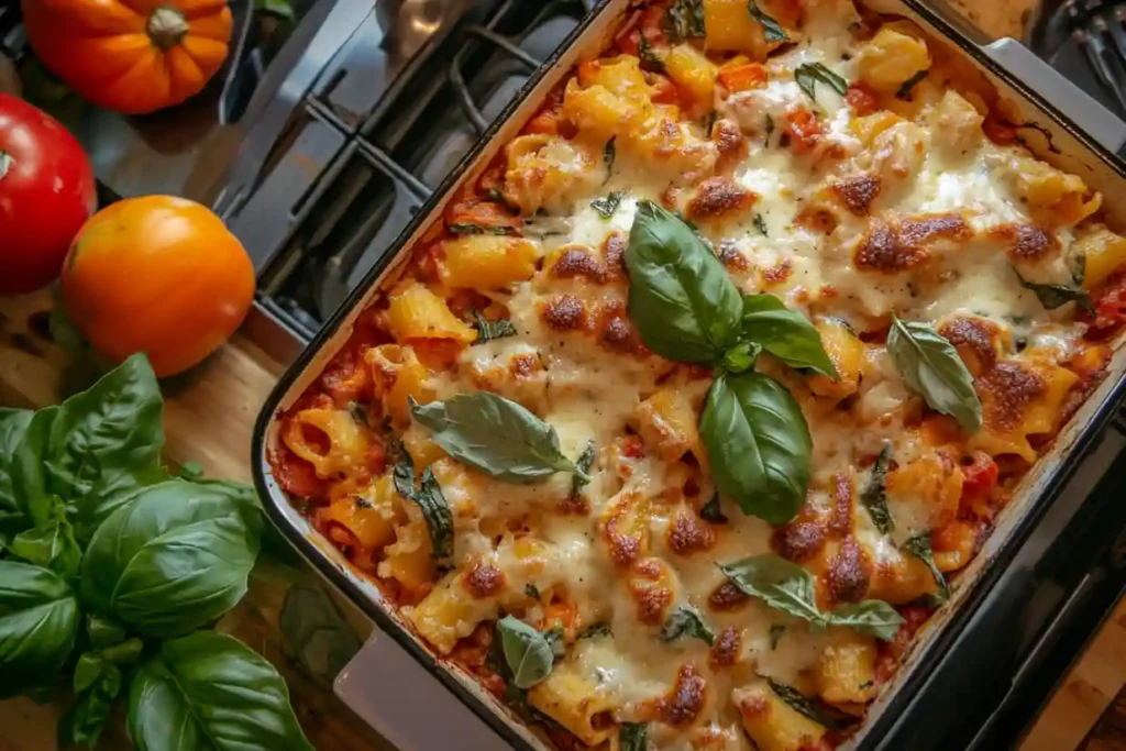 Pasta Bake with Pumpkin-Tomato Sauce