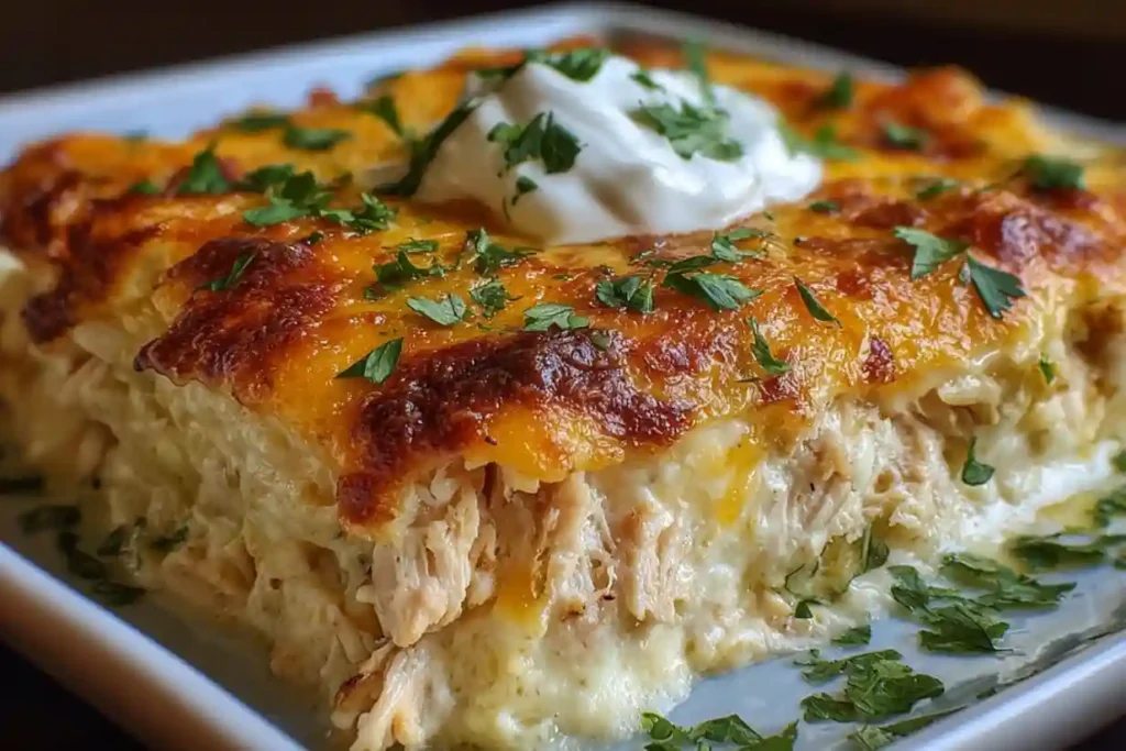 Sour Cream Chicken Enchilada Casserole