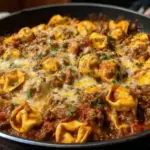Cheesy Enchilada Beef Tortellini Skillet