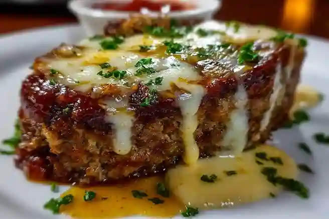 Crockpot Meatloaf with Savory Onion and Swiss Melt