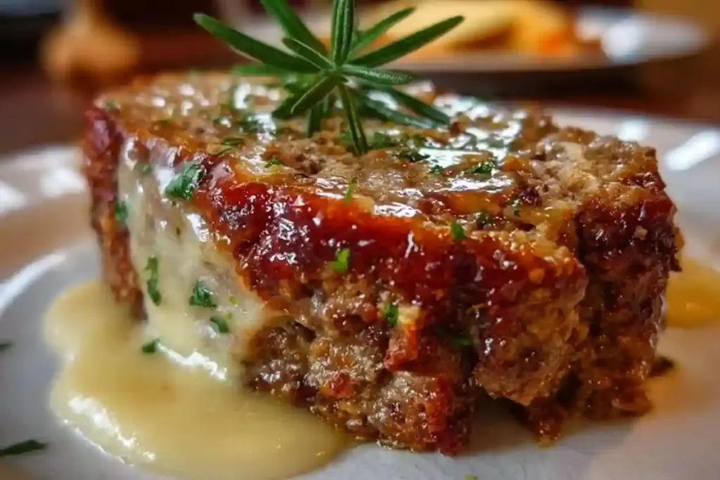 Crockpot Meatloaf with Savory Onion and Swiss Melt
