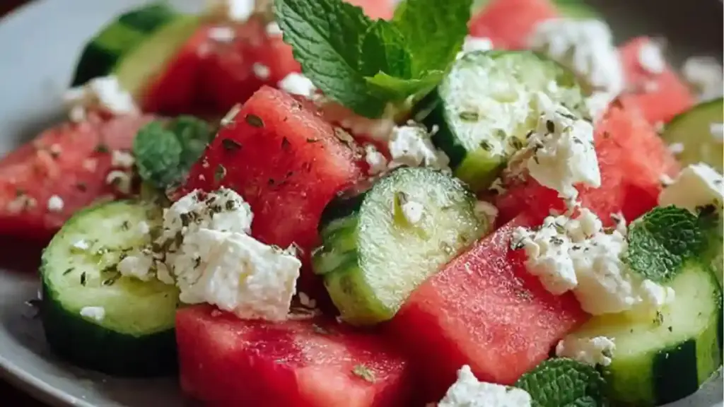 Watermelon Cucumber Feta Salad