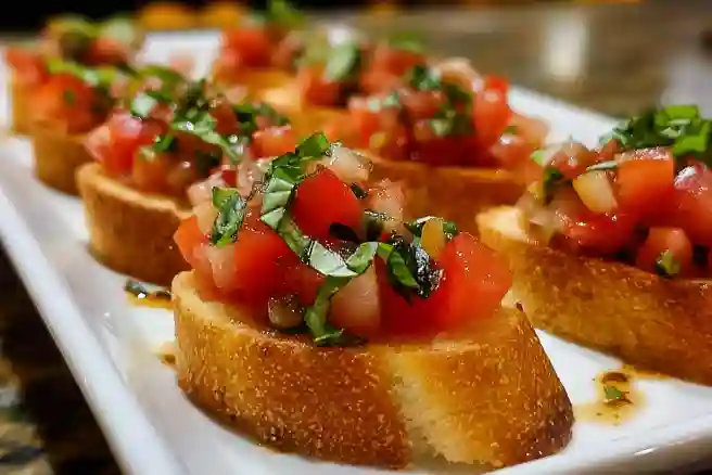 Bite-Sized Bruschetta with Tomato Basil