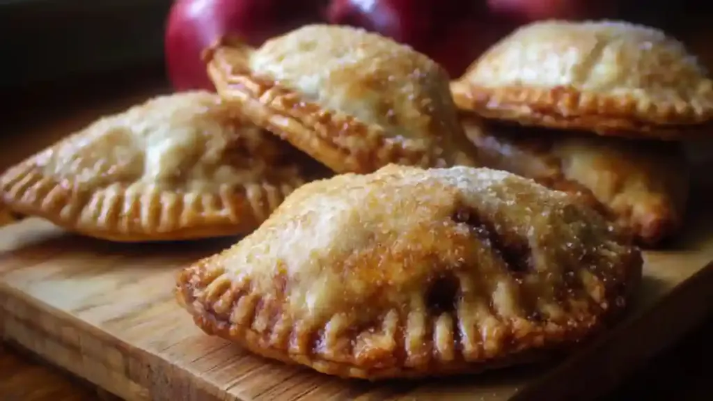 Cinnamon apple hand pies served on a plate, showcasing golden flaky crust and warm filling.