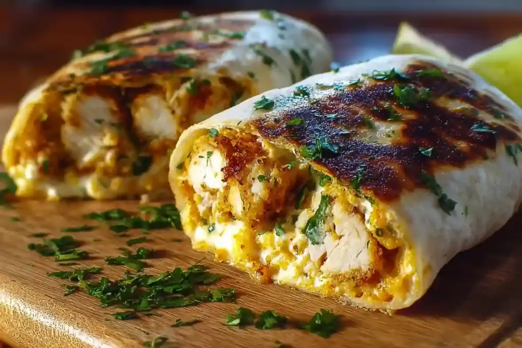 Crispy Parmesan Garlic Chicken Burritos