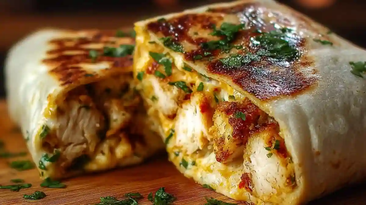 Crispy Parmesan Garlic Chicken Burritos