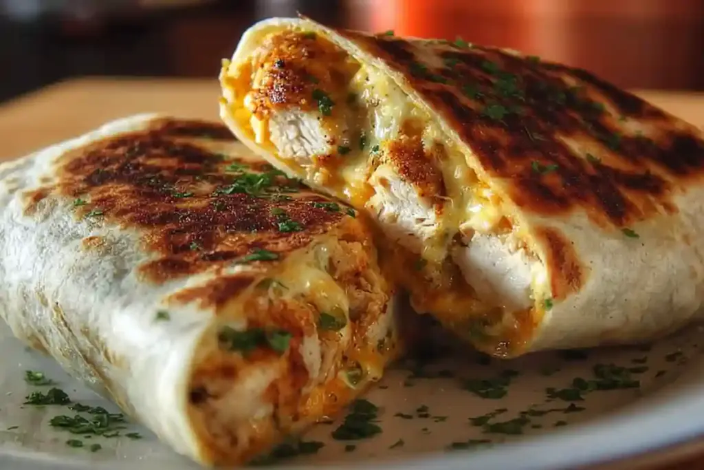 Crispy Parmesan Garlic Chicken Burritos