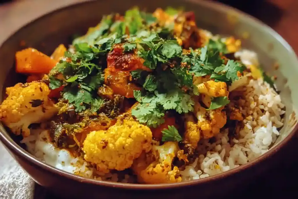Curry Roasted Cauliflower Vegetarian Bowl