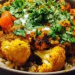 Curry Roasted Cauliflower in a vibrant vegetarian bowl with fresh ingredients