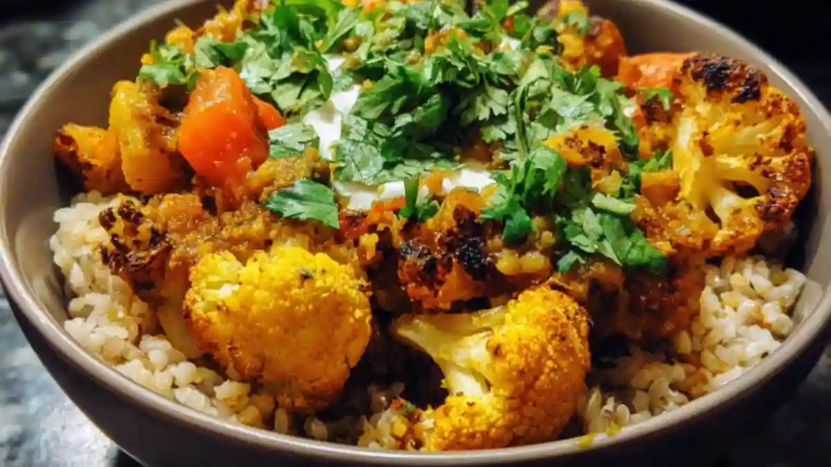 Curry Roasted Cauliflower Vegetarian Bowl