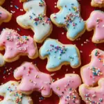 Frosted circus animal cookies decorated with colorful icing.