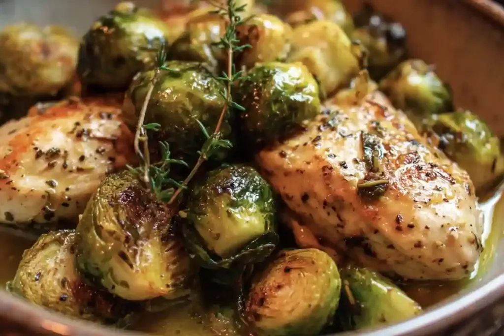 Garlic Dijon Chicken with Brussels Sprouts