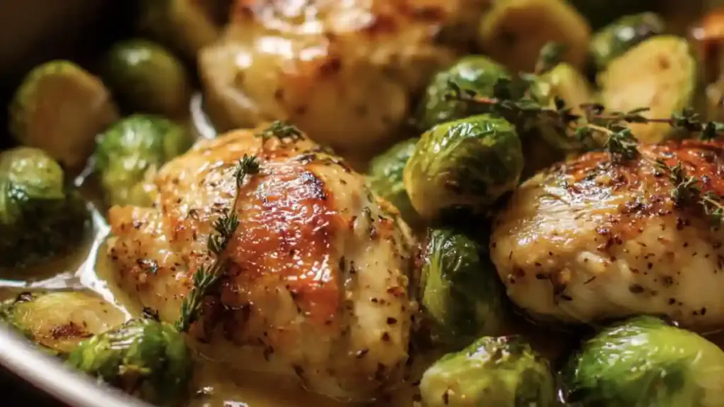 Garlic Dijon Chicken with Brussels Sprouts