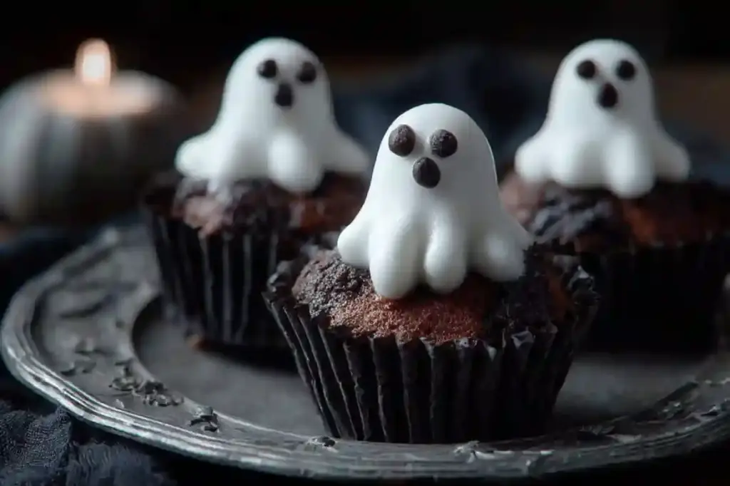 Ghostly Chocolate Cupcake Bites