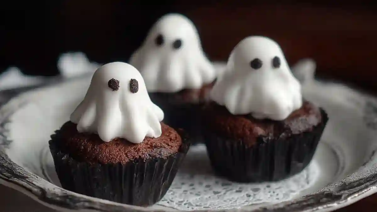 Ghostly Chocolate Cupcake Bites