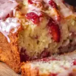 Homemade strawberry bread loaf fresh out of the oven