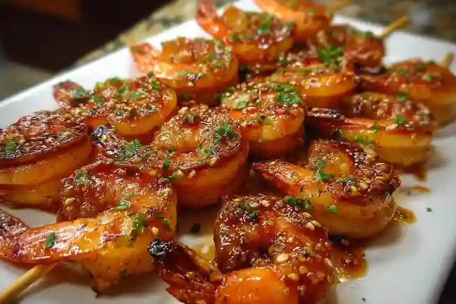 Honey Garlic Glazed Shrimp Skewers