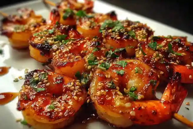 Honey Garlic Glazed Shrimp Skewers