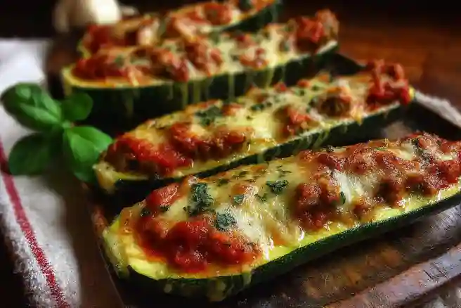 Mummy Stuffed Zucchini Boats
