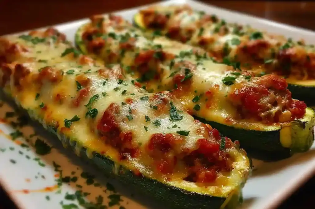 Mummy Stuffed Zucchini Boats