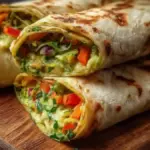 Mummy Veggie Wraps filled with fresh vegetables and wrapped in tortilla