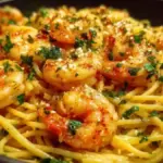One-Pot Garlic Butter Shrimp Pasta served in a bowl with fresh herbs