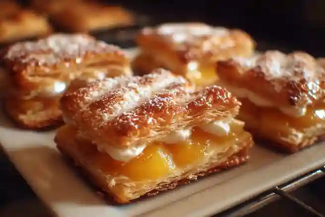 Peach and Cream Puff Pastry Squares