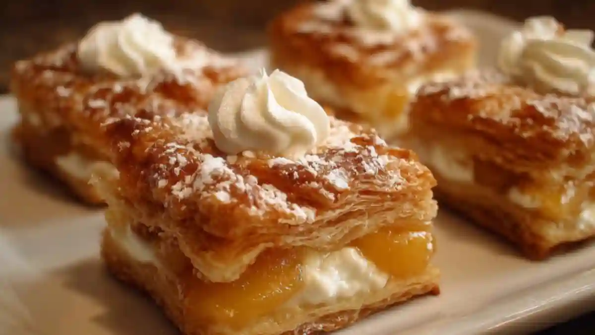 Peach and Cream Puff Pastry Squares