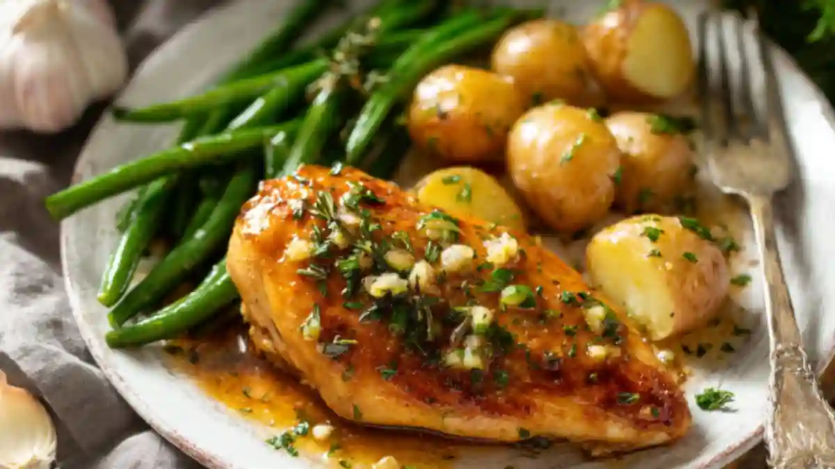 Skillet Chicken with Garlic Herb Butter Sauce