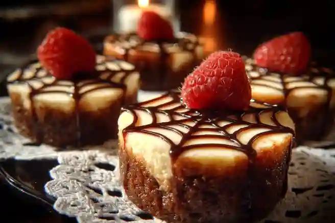 Spider Web Mini Cheesecakes