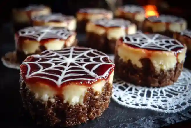 Spider Web Mini Cheesecakes