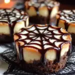 Delicious Spider Web Mini Cheesecakes ready for Halloween celebrations