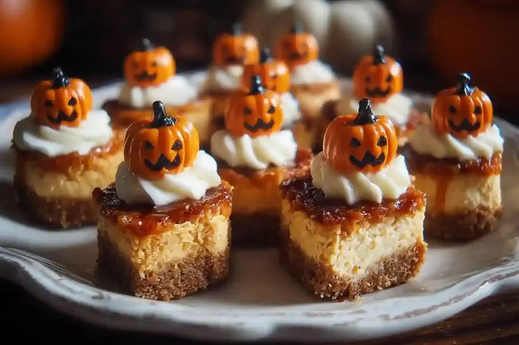 Spooky Pumpkin Cheesecake Bites